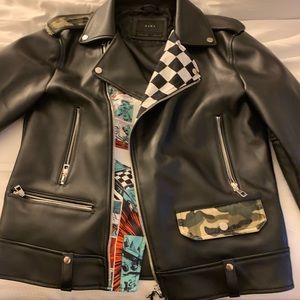 Zara faux leather, comic and fatigue patches